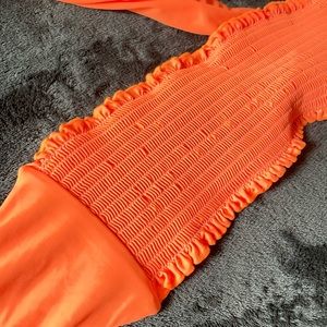 SheIn Orange Bandeau Style Swim Top Size M